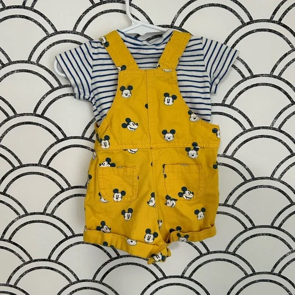 Disney Baby Mickey Yellow Overall Set - Picture 3 of 3